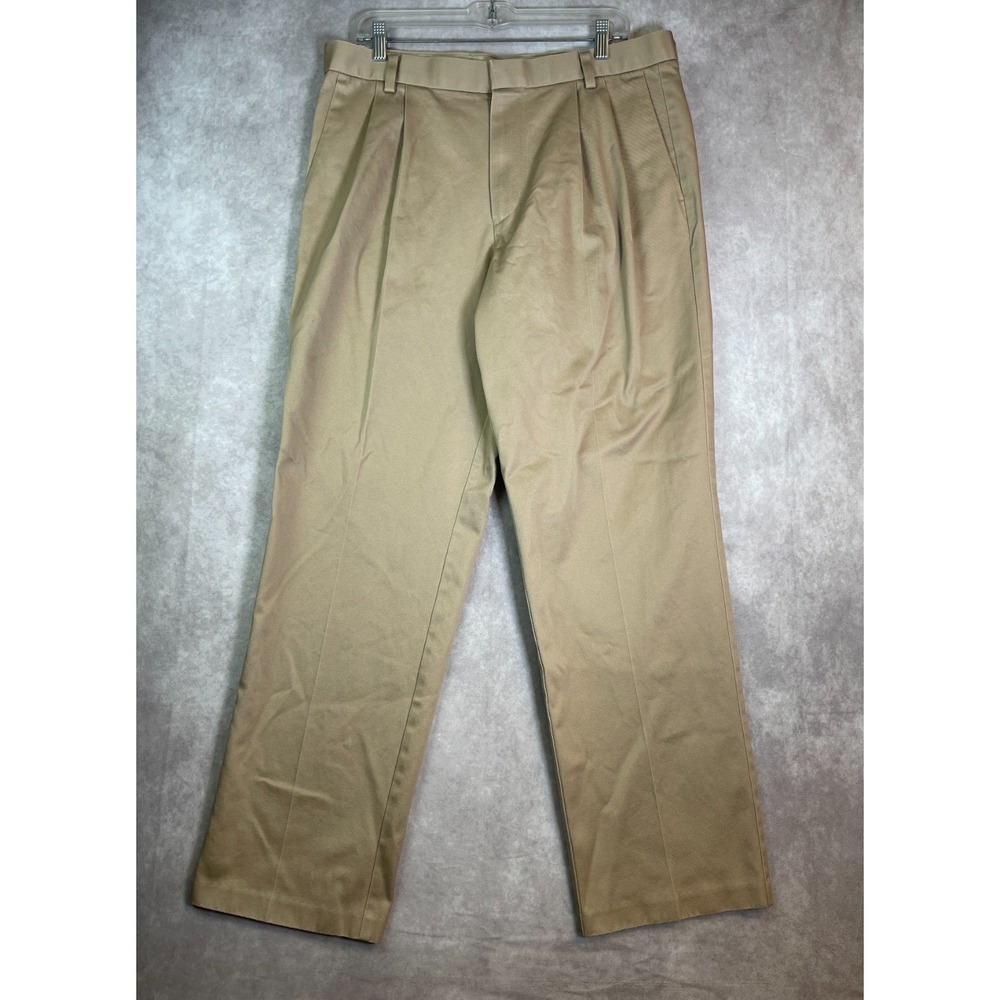 Dockers Chino Pants Mens 36x32 Khaki Double Pleated Relaxed Fit Casual Skater